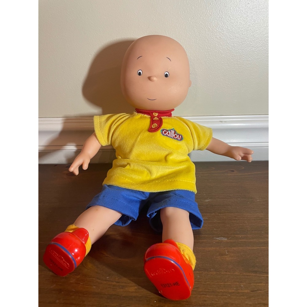 Caillou Inch Plush Doll Vinyl Head Hands Feet Yellow Shirt Blue Shorts